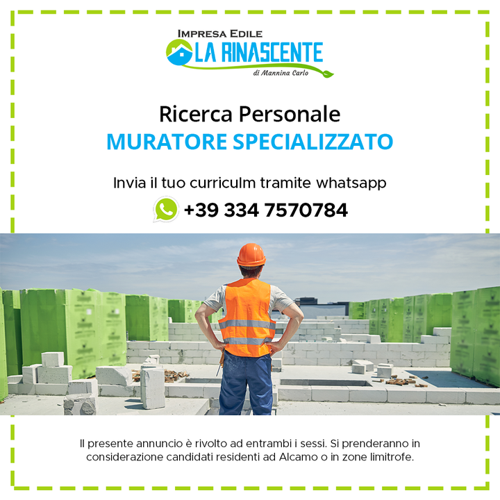 Ricerca Personale 👉#Muratore Specializzato in ristrutturazione prospetti e pavimentazione👨‍🔧🧑‍🔧⠀