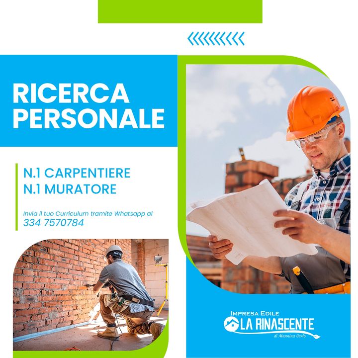 Ricerchiamo un #Muratore e un #Carpentiere da inserire nel nostro