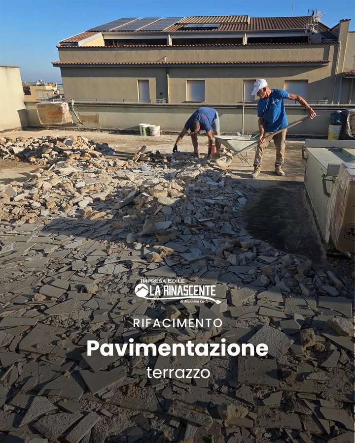 Work in progress — rifacimento pavimentazione terrazzo 🛠️
In questo intervento